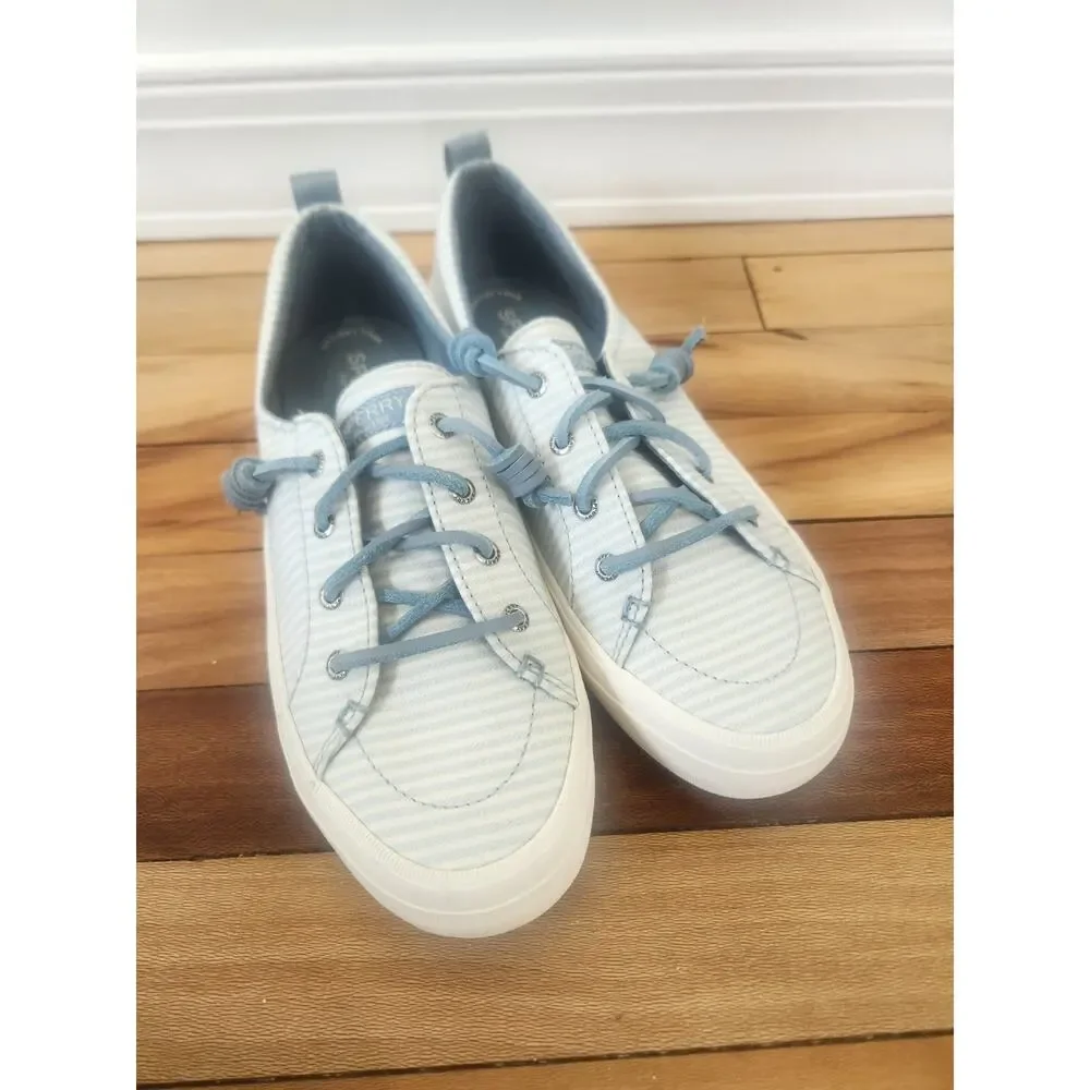 Sperry Shoes Womens 9 Crest Vibe Low Top Striped Sneakers STS86646 Blue White